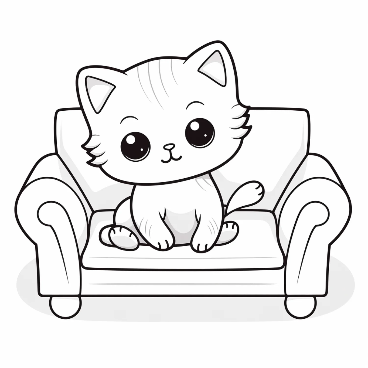 Kitten Relaxing on Sofa coloring page
